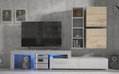 Σύνθετο σαλονιού MILANO 235 - 280 Λευκό - χρώμα δρυός WOTAN 2 Σύνθετο σαλονιού MILANO 235 - 280 Λευκό - χρώμα δρυός WOTAN 2
